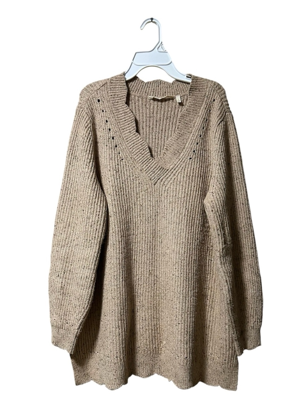 Soft Surroundings Large Tan Chunky Knit Heavyweight Longsleeve Tunic Sweater